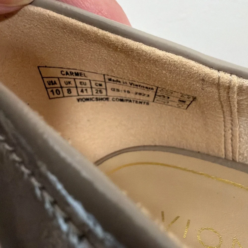 Vionic Carmel Round Toe Block Heels Tan‎ Nude Classic Pumps 10 Leather Comfort
